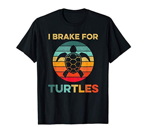I Brake For Turtles Funny Tortoise Pet Turtle Lover Vintage T-Shirt
