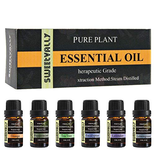 Essential Oil Aromatherapy Set, Pure Oils kit- 10ML(Eucalyptus, Lavender, Lemongrass, Orange, Peppermint, Tea Tree)