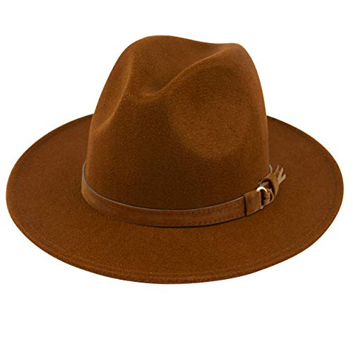 Lanzom Womens Classic Wide Brim Floppy Panama Hat Belt Buckle Wool Fedora Hat (One Size, Z Buckle Belt-Coffee) Lanzom Womens Classic Wide Brim Floppy Panama Hat Belt Buckle Wool Fedora Hat (One Size, Z Buckle Belt-Coffee)