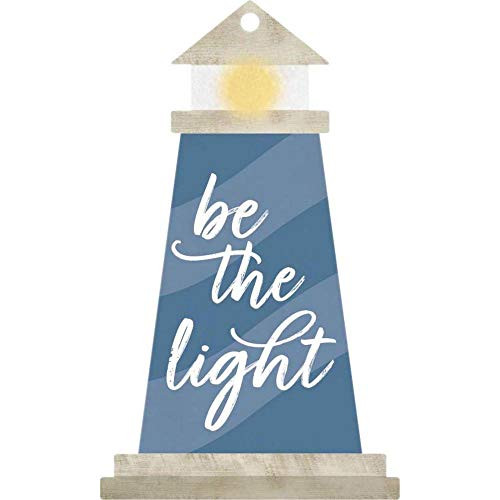 P. Graham Dunn Be The Light Lighthouse Nautical Blue 3 x 2 Wood Hanging Gift Wrap Tag Charm