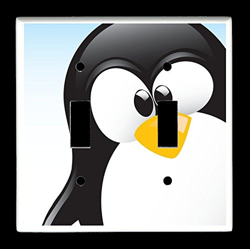 Double Toggle (2-toggle) Light Switch Plate Cover - Penguins - Penguin Portrait