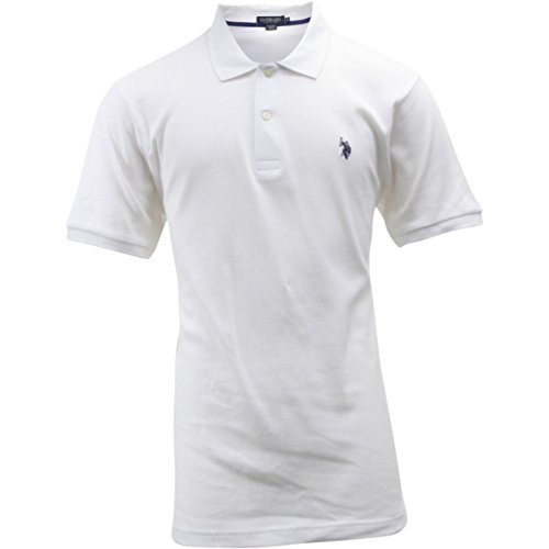 U.S. Polo Assn. Men's Classic Fit Solid Short Sleeve Interlock Polo Shirt, White-8040, Small