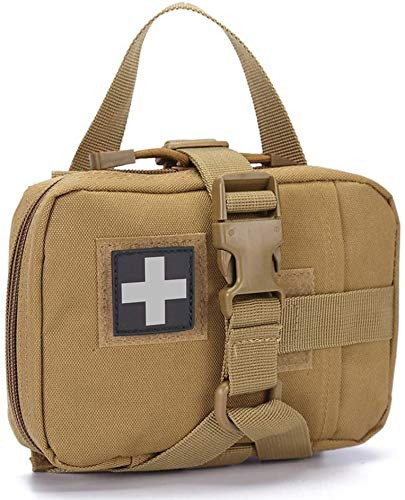 IFAK Pouch Medical Pouch MOLLE IFAK First Aid Pouch Empty, Belt Med Military Tactical Rip Away EMT Pouch, Blowout First Aid Bag Only (TAN)