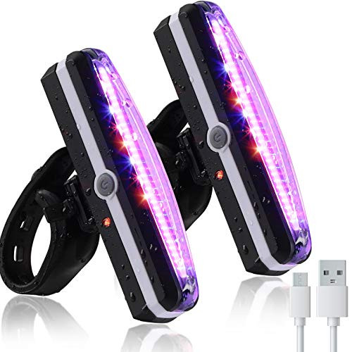 2 Pieces Bike Tail Light Bright Bike Light USB Rechargeable LED Bicycle Rear Light Waterproof Helmet 6 Light Mode Headlights for Cycling Safety Flashlight Light (Red Blue Pink Light) 2 Pieces Bike Tail Light Bright Bike Light USB Rechargeable LED Bicycle Rear Light Waterproof Helmet 6 Light Mode Headlights for Cycling Safety Flashlight Light (Red Blue Pink Light)