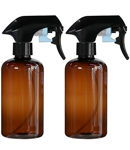 2-Pack Amber Plastic Spray Bottle 8oz,250ml Empty Colored Mist Sprayer Bottles Refillable Medium Adjustable Trigger Cleaning Products for Hair and Plant,Essential Oils