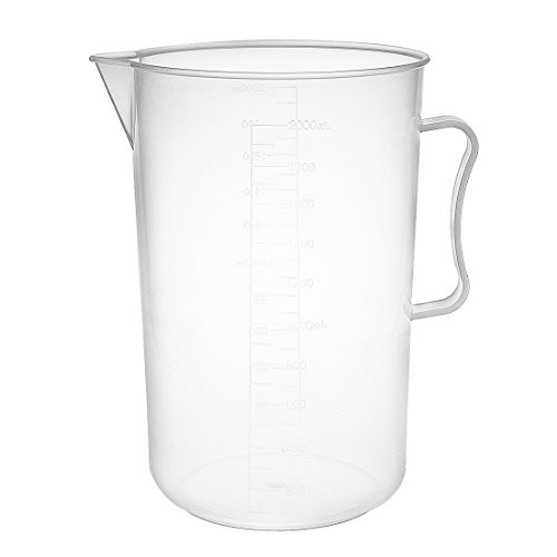 uxcell Measuring Cup 2000ml PP Plastic Graduated Beaker Transparent with Handle for Lab Kitchen Liquids