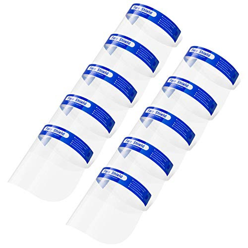 Plemo 10 Pack Face Shield Reusable Transparent Breathable Visor Windproof Dustproof Hat Shield Protect With Protective Clear Film Elastic Band