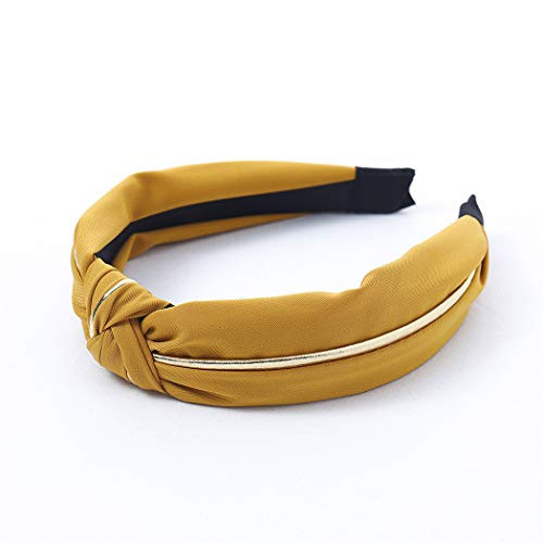 Jakawin Boho Knot Headbands Turban Hair Bands Sport Yoga Head Wrap No Slip Hair Hoops for Women and Girls HB026 (Yellow)