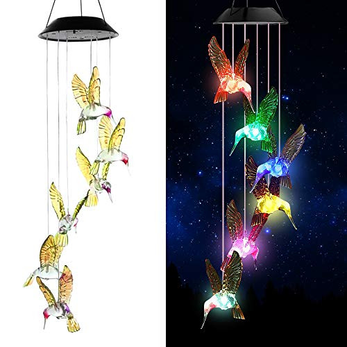 AVEKI Solar Wind Chimes, Hummingbird Solar Wind Chimes Color-Changing LED Solar Wind Chimes Outdoor Solar Powered Wind Chimes for Garden, Home, Patio, Yard, Lawn Decoration(Yellow) AVEKI Solar Wind Chimes, Hummingbird Solar Wind Chimes Color-Changing LED Solar Wind Chimes Outdoor Solar Powered Wind Chimes for Garden, Home, Patio, Yard, Lawn Decoration(Yellow)