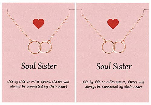 Your Always Charm Soul Sisters Necklace,Best Friend Necklaces for 2 Interlocking Circles Necklace Sister Gifts (2 Rose Gold) Your Always Charm Soul Sisters Necklace,Best Friend Necklaces for 2 Interlocking Circles Necklace Sister Gifts (2 Rose Gold)