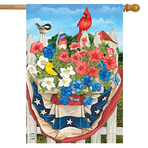 Briarwood Lane American Birds Spring House Flag Patriotic Floral 28 inch x 40 inch
