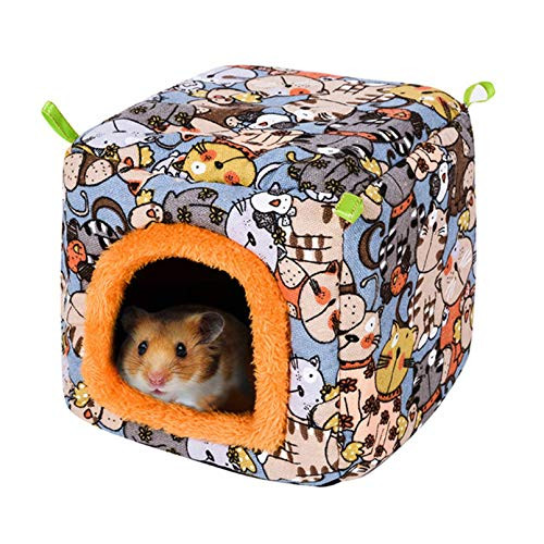 Warm Guinea Pig Hamster Bed Hedgehog Hut Plush House Winter Nest Hanging Hammock Hideaway Cave Cage for Small Animal Rat Sugar Glider Chinchilla