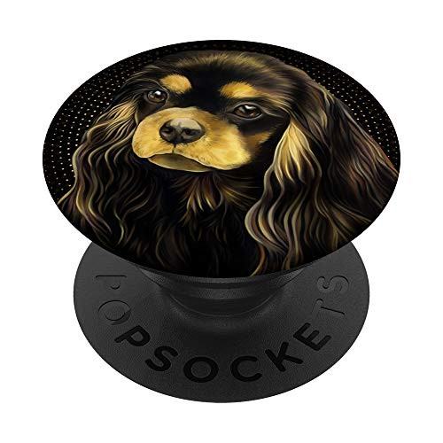 Cavalier King Charles Spaniel Black Tan, Dog mom, Dad gift PopSockets PopGrip: Swappable Grip for Phones  and  Tablets