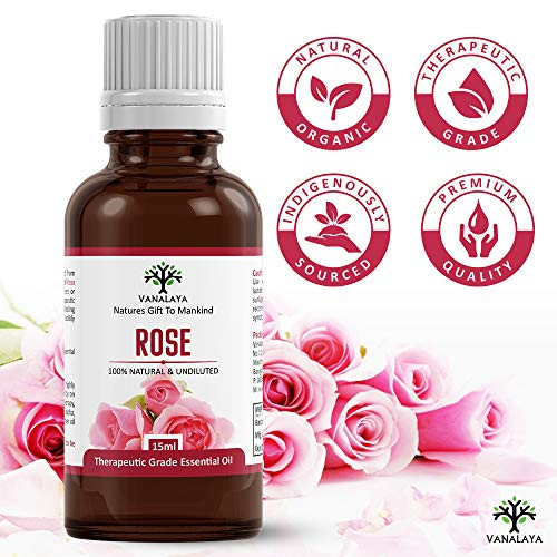 Vanalaya Rose Essential Oil Pure and Natural Therapeutic Grade Steam Distilled Oil for Skin Care, Hair Care, and Aromatherapy 15ml Vanalaya Rose Essential Oil Pure and Natural Therapeutic Grade Steam Distilled Oil for Skin Care, Hair Care, and Aromatherapy 15ml