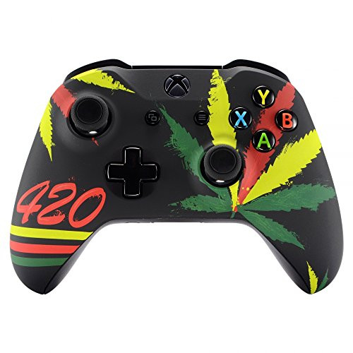 eXtremeRate Weeds Patterned Front Housing Shell Faceplate for Xbox One Wireless Controller Model 1708, Soft Touch Relacemet Cover for Xbox One S/X Controller - Controller NOT Included