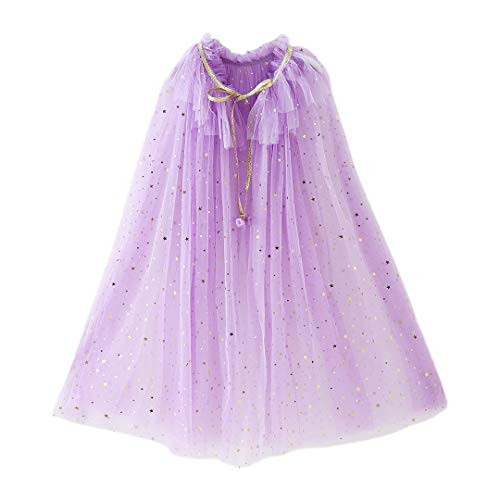 Multifit Princess Capes Colorful Sequins Cloak for Girls-Halloween Birthday Party Costumes Dress up(Violet-S)