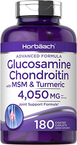 Glucosamine Chondroitin with Turmeric  and  MSM   4050 mg   180 Caplets   Advanced Joint Support Supplement   Non-GMO, Gluten Free   by Horbaach