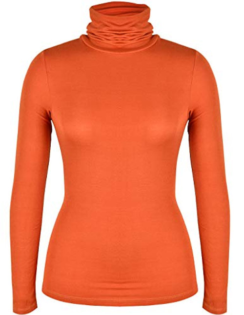 Ritera Tops for Women Turtleneck Top Long Sleeve T-Shirt Stretch Slim Fit Layer Blouse for Winter Caramel