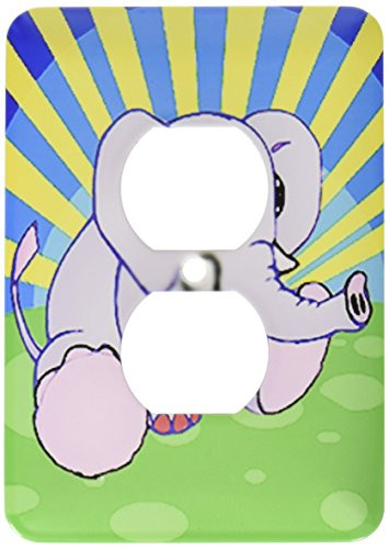 3dRose lsp_5731_6 Cute Elephant 2 Plug Outlet Cover Multicolor