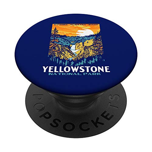 Retro Yellowstone National Park WPA Style Lower Falls PopSockets Grip and Stand for Phones and Tablets