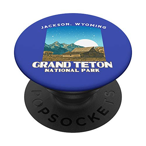 Retro Grand Teton National Park WPA Style Vintage Barn PopSockets Grip and Stand for Phones and Tablets