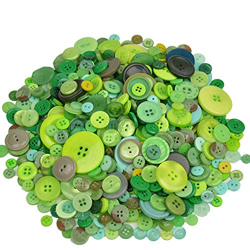TIENCIY 2110 PCS Assorted Sizes Resin Craft Buttons for DIY Crafts Sewing Children's Manual Button Painting (Gree)
