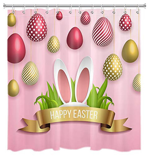LB Easter Shower Curtain Set Cartoon Bunny in Grass Colorful Easter Egg Shower Curtains for Bathroom Spring Festival Decorations with Hooks 72x72 inch Waterproof Polyester Fabric LB Easter Shower Curtain Set Cartoon Bunny in Grass Colorful Easter Egg Shower Curtains for Bathroom Spring Festival Decorations with Hooks 72x72 inch Waterproof Polyester Fabric