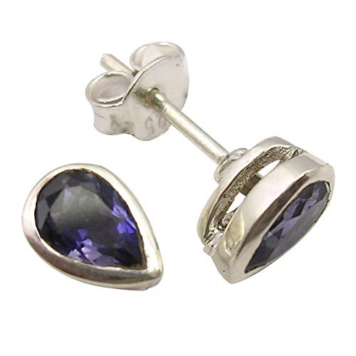 SilverStarJewel Violet Iolite Stud Earrings 0.3 inch Solid Sterling Silver Art Gift SilverStarJewel Violet Iolite Stud Earrings 0.3 inch Solid Sterling Silver Art Gift