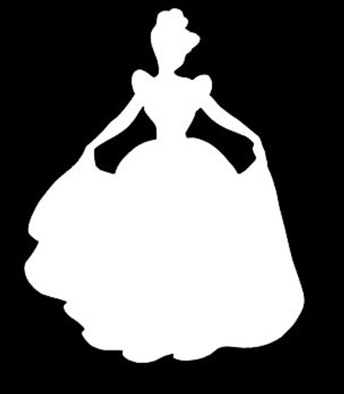 LLI Cinderella Silhouette | Decal Vinyl Sticker | Cars Trucks Vans Walls Laptop | White |5.5 x 4.4 in | LLI804