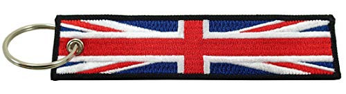 United Kingdom of Great Britain Union Jack Flag Key Chain, 100% Embroidered