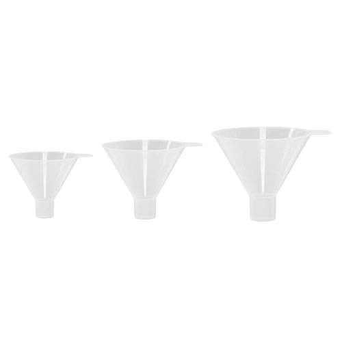 Soccerene Powder Funnel, Polypropylene Plastic, 100mm 75mm 50mm Top Diameter, Pack of 3