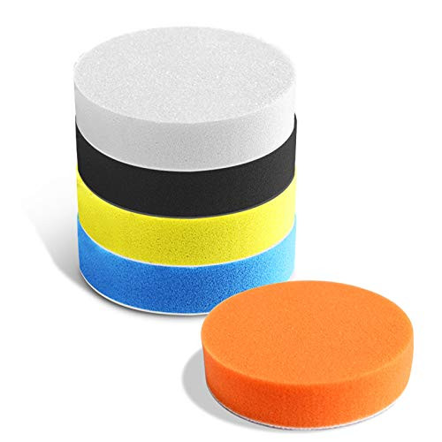RISHNEG Polishing Pads, 5 Pack Sponge Buffing Pads, Compound Buffing Sponge Pads for Car Buffer Polisher Sanding Polishing Waxing (Multi-Color, 7 Inch)