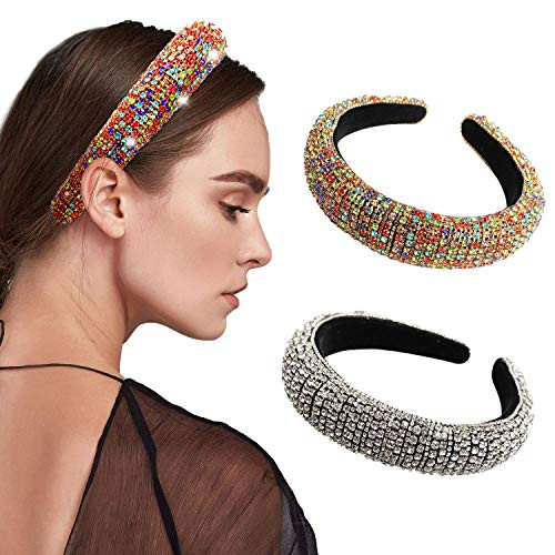 2pcs Velvet Padded Rhinestone Headband for Women?Crystal Headband Wide Bejewelled Hairbands Hair Hoop Party Wedding Headwear Hair Accessories For Woman Girls 2pcs Velvet Padded Rhinestone Headband for Women?Crystal Headband Wide Bejewelled Hairbands Hair Hoop Party Wedding Headwear Hair Accessories For Woman Girls