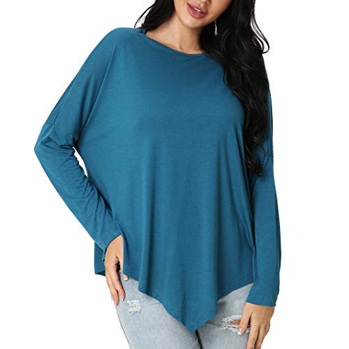 Zicizia Women's Causal Long Sleeve Pullover Tops Blouses Tees Shirts Sweaters Tunics (Large, Ocean)