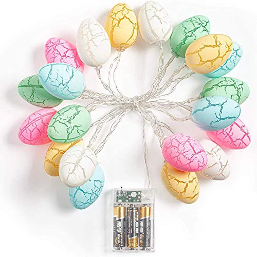Easter Eggs String Lights, 10ft 20 LED Easter Lights for Easter Tree Home Window Indoor Outdoor Décor, Easter Decoration Ornaments Lights with Remote Control (Colour, 20 Eggs)
