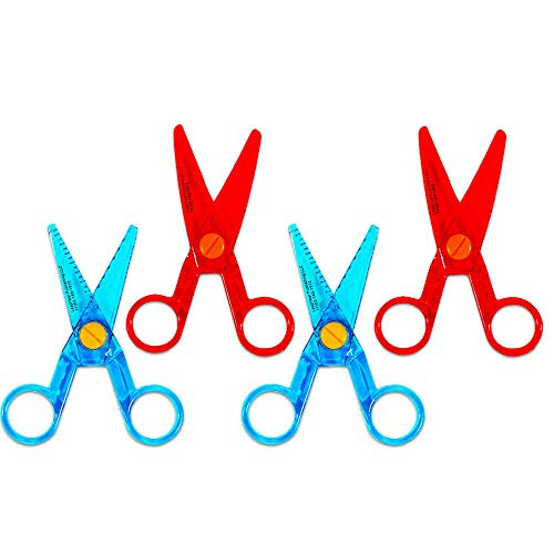 Playskool Safety Scissors Bundle for Toddlers & Preschoolers - 4 Pairs of Plastic Blunt Tip Safe Scissors (for Left-Handed and Right-Handed Kids)