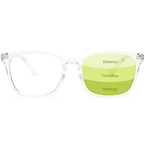 Gaoye Progressive Multifocus Reading Glasses Blue Light Blocking Women/Men,Computer Readers with Spring Hinge (Transparent, 3.0)