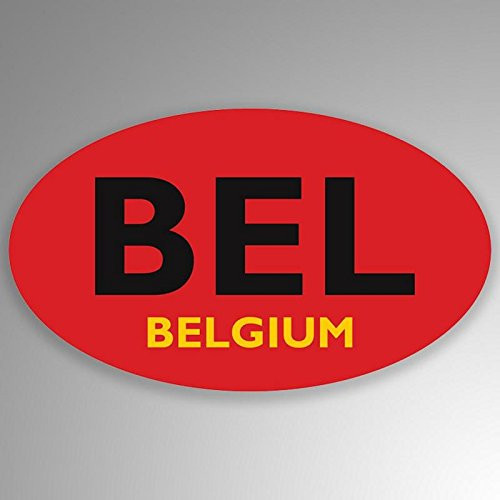 JMM Industries Belgium Abbr. Vinyl Decal Sticker Car Window Bumper 2-Pack 5-Inches by 3-Inches Oval Premium Quality UV-Resistant Laminate PDS644