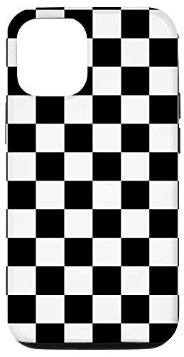 iPhone 12/12 Pro Checkered Phone Case Check Plaid Black and White Case