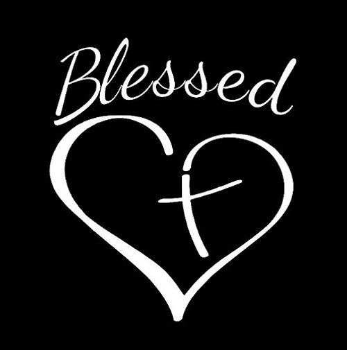 Makarios LLC Blessed Cross Heart Decal Vinyl Sticker|Cars Trucks Vans Walls Laptop MKR| WHITE |5.75 x 5 in|MKR018 Makarios LLC Blessed Cross Heart Decal Vinyl Sticker|Cars Trucks Vans Walls Laptop MKR| WHITE |5.75 x 5 in|MKR018