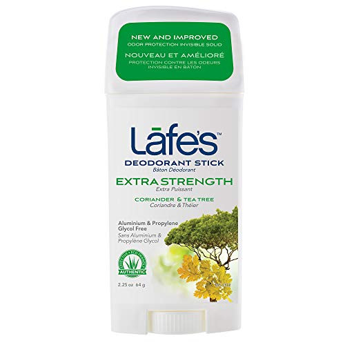 Lafe's   Extra Strength - Coriander  and  Tea Tree - Aluminum Free Natural Deodorant Stick for Women  and  Men   Vegan, Cruelty Free, Gluten Free, Paraben Free  and  Baking Soda Free with 24-Hour Protection (2.25 oz)