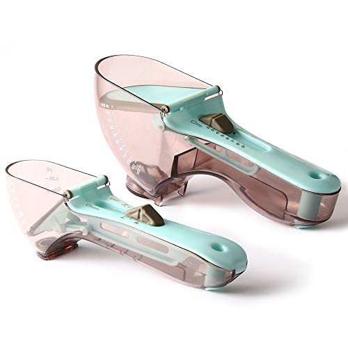 Upaclaire Adjustable Measuring Spoons Set, Kitchen Tool Plastic Scale Measuring Spoon, Set of 2