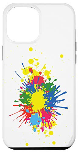 iPhone 12 Pro Max Paint Splatter Yellow Blue Green Case