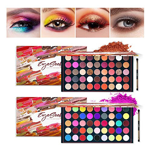 EYESEEK 45 Colors Eyeshadow Palette Set 2 Pcs Matte And Shimmer Eyeshadow Makeup Palette High Pigment Colorful Eye Shadow Pallet