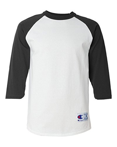 Champion Men's Raglan Baseball T-Shirt, White/Black, XX-Large