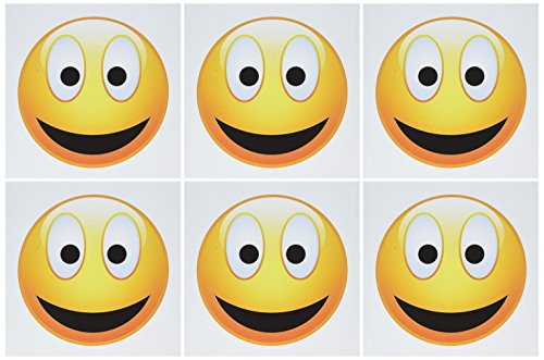 3dRose Greeting Cards, Smiley Face 2 A Yellow and Black Happy Face with A Big Smile and Glowing Nose, Set of 6 (gc_19404_1)