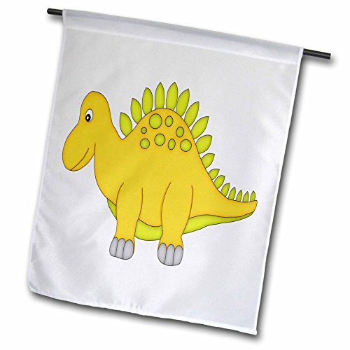 3dRose Yellow  and  Green Dinosaur Illustration - Garden Flag, 12 by 18 inch