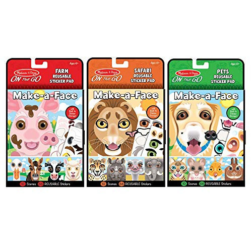 Melissa and Doug Make-A-Face Reusable Sticker Pad Animals 3 Pack (Safari, Farm, Pets) Melissa and Doug Make-A-Face Reusable Sticker Pad Animals 3 Pack (Safari, Farm, Pets)
