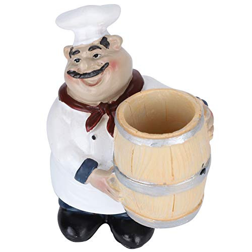 Gerioie Chef Statue Toothpick Holder, Exquisite Cute 4.1x3x2.6in Tabletop Decoration Chef Figurine, for Counter Bistro Home Kitchen