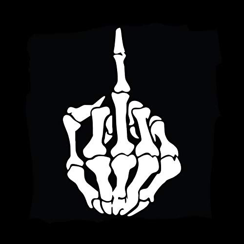Makarios LLC Skeleton F You Adult flip Off Cars Trucks Vans Walls Laptop MKR| White |5.5 x 3.5|MKR480
